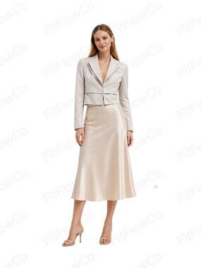 WHBM Ivory Cropped Blazer Structured Layered Jacket Size 6 Career